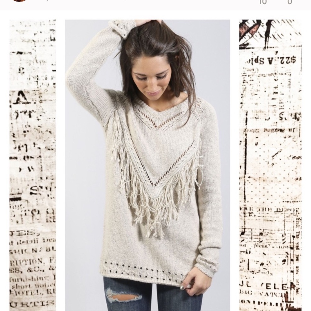 Show Me Your Mumu Frances Fringe Sweater Small